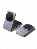 UGREEN MagFlow magnetische 2 in 1 Ladestation iPhone, kompatibel mit MagSafe, faltbares Wireless Charger für iPhone 17/17 Air/17 Pro/16/15/14/13/12, AirPods, kabellose Ladestation mit 1M Kabel