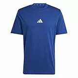 adidas Men's Essentials SMALL Logo Single Jersey Tee, Dark Blue/White, L