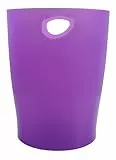 Exacompta 45319D ECOBIN Papierkorb 15 Liter mit Griffen. Eleganter und robuster Papierkorb und Mülleimer im modernen Design violett