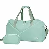 Ceneda Sporttaschen Klassische Reisetasche mit Schuhfach und Kulturtasche Sporttasche Damen Herren Tragbare schwimmtasche Sporttasche groß Gym travel Bag Wochenendtasche Yoga Tasche (Minzgrün)
