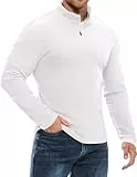 Elegancity Sweatshirt Herren 1/4 Zip Pullover Casual Herren Troyer Regular Fit Trainingspullover Gym Laufshirt Langarm mit reißverschluss,Weiß L