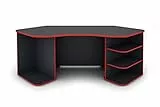 byLIVING Schreibtisch THANATOS/Gaming-Tisch in Anthrazit mit Kanten in rot/Eck-Scheibtisch mit viel Stauraum und XXL Tischplatte/Computer-Tischr/PC/Arbeits-Tisch / 198x76x85cm (BxHxT)