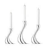 Georg Jensen Cobra Kerzenständer Edelstahl, Set von 3