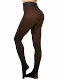 KBVOT Thermo Strumpfhose Damen Winter Thermostrumpfhosen Gefütterte Strumpfhosen Wärme Fleece Strumpfhose Gefälschte Durchscheinend Pantyhose High Waist Dicke Leggins(XS-2XL)