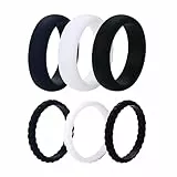 OIDEA Damen Silikon Gummi Ring: 6 Stück sportlicher silikonring Set aus Silikon Cool stapelbar Verlobungsringe in Schwarz Weiß Farbe Schmuck Geschenk für Frauen Mädchen Größe 57