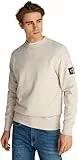 Calvin Klein Herren Sweatshirt Badge Crew Neck aus Baumwolle, Beige (Oatmeal), XS