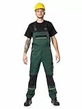 DINOZAVR Fortum Arbeitshosen Männer Latzhose Herren Arbeitshose - Arbeitslatzhose Herren mit Elastischem Bund, Cordura-Verstärkungen, Vordertaschen, Brusttaschen, Cargotasche, Werkzeugtasche Grün 52