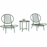 Outsunny Gartenmöbel-Set, 3-teilig, 2 Personen, mit 2 Acapulco-Stühlen und Couchtisch, Gartenmöbel, Terrasse, Balkon, Veranda, Dunkelgrün