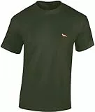 Baddery Jäger T-Shirt Herren - „Gestickter Fuchs“ - Jagd Shirt mit hochwertigem Stick-Motiv (Army L)