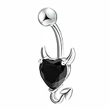 Holibanna Herz Bauch Bolzen Teufel Bauchnabel Ring Kreative Edelstahl Körper Piercing Schmuck Geschenk für Frauen Mädchen (Schwarz)