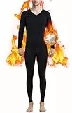 Thermounterwäsche Set Herren, Innenfleece Funktionsunterwäsche Winter Skiunterwäsche Warme Unterwäsche Set Atmungsaktiv Langarmhemd Lang Unterhose Thermowäsche für Laufen Skifahren Radfahren Black-XL
