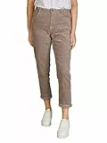 DENIMFY Cordhose Damen Mom Fit High Waist Gerades Bein Stretch DFLisa Cord Hose Pants Reißverschluss Taschen Einfarbig Blau M, Größe:M, Farben:Slate Grey