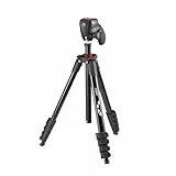 JOBY Compact Action-Stativ, Kamerastativ mit Kugelkopf, Universal ¼-20' Schnellspanner und Tragetasche, für CSC, DSLR, spiegellose Kameras, Farbe: Schwarz, 1,5kg Tragkraft