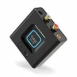 1Mii ML201 Bluetooth Adapter für Stereoanlage, Bluetooth 5.0 Empfänger mit 3.5mm AUX Cinch, Drahtloser Audio Receiver für PC Lautsprecher mit Smartphones und Tablets, 12 Stunden Spielzeit, Bass Modus