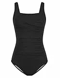 GRACE KARIN Badeanzug Mädchen Sommer, Einteiler Schwimmanzug Kinder Einfarbig, Strand Sport Badebekleidung Mädchen Schwarz 12-13 Jahre