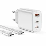 BHHB 30W USB C Ladegerät, Adapter Netzteil 3 Ports Mehrfach Stecker mit USBC,USB A, Schnellladegerät Ladestecker mit 2M USB-C Kabel, Kompatibel mit iPhone 17 16 15 14 13 12 11 Plus Pro Max SE 2020 XS