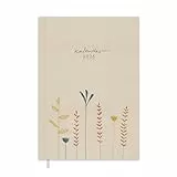Eine der Guten Terminkalender A5 - Kalender 2026, Wochenplaner & Notizbuch, Softcover Taschenkalender Terminplaner, leicht & übersichtlich, Creme Beige mit Blumen, klimaneutral, FSC Papier