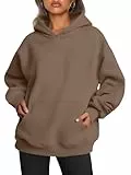 Tincini Hoodie Damen Pullover Winter Langarm Fleece Kapuzenpullover Gefütterte Pulli Sweatshirt mit Kapuzenpulli Casual Hoody mit Kapuze (Braun, XS)
