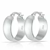 Rajputana Creolen Silber Groß 925 Für Damen 8mm Breite Large Hoop Earrings Hypoallergene Echt Silber Creolen Große Für Frauen Leichte Klobige