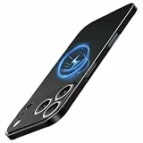 Galful Dünn Handyhülle iPhone 17 Pro Magnetisch Hülle Slim Case Kompatibel mit Magsafe Vollständig Kameraschutz Schutzhülle Matt PC Leicht Hardcase Rückseite Kratzfest Stoßfest Case Cover-Schwarz