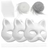 Toyvian Maske Mit Und Augennetz 3 Stück -Masken Weiße Masken Zum Bemalen Von Leeren Papiermasken Für Diy-Kunsthandwerk Halloween-Maskerade Cosplay-Party