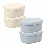 MiOYOOW Snackbehälter, 4 Stück Kleine Silikon Aufbewahrungsboxen für Lebensmittel mit Deckel, Auslaufsicher, Soßentöpfe Wiederverwendbare Salatdressing Behälter für Mikrowelle, Spülmaschine, 200ml