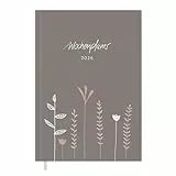 Eine der Guten Terminkalender A5 - Kalender 2026, Wochenplaner & Notizbuch, Softcover Taschenkalender Terminplaner, leicht & übersichtlich, Grau Beige mit Blumen, klimaneutral, FSC Papier