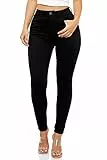 Elara Super High Waist Damen Hose Chunkyrayan EL12 Schwarz 44 (2XL)
