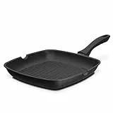 GSW 413251 Grillmeister Grillpfanne mit 2 Ausgüssen, mit Grillboden, Aluminium, schwarz - 28x28cm