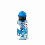 Emsa 518127 Kinder-Trinkflasche | 400 ml | Kids Dino | Sicherheitsverschluss | 100 % dicht | BPA frei | hygienisch | Tritan, 7 x 7 x 18 cm