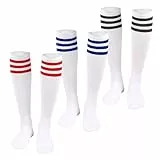 EUPSIIU 3 Paar Kniestrümpfe, Unisex Kniestrümpfe lange Socken, Warme Knitting High knee Socks, Lange Gestreifte Socken, Overknee Strümpfe Damen, 36-40