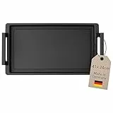 Lieblingspfanne Teppanyaki Grillplatte 41x24 cm I mit Seitengriffen I glatte antihaftbeschichtete Plancha aus Aluminium Guss für alle Herdarten inkl. Induktion & Backofen