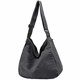 DAINAOTM Canvas-Tragetasche, lässige Hobo-Umhängetasche, Schultertasche für Damen und Herren, große Geldbörse, Kuriertasche, Reisen, Arbeit, 1-grau, Large