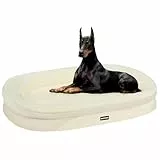 HMTOPE Orthopädisches Hundebett, Hundesofa, Vierseitiges Nackenrolle Kissen, rutschfeste Unterseite Hundekorb, Abnehmbar und Waschbar, Grosse Hunde, 122 x 90 x 19 cm, Beige