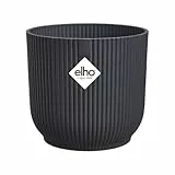 elho Vibes Fold Rund 14 Pflanzentopf - Blumentopf für Innen - 100% recyceltes Plastik - Ø 14.1 x H 12.9 cm - Schwarz/Anthrazit