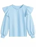 Weardear Mädchen Sweatshirt Rüschen Langarm Pullover Rundhals Kinder Herbst Winter Freizeit Sport Langarmshirt für Mädchen 11-12 Jahre