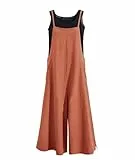 YESNO Damen Latzhose mit Beiläufig Retro Oversize Loose Hose Größe Baggy Jumpsuit Sommerhose (L PZZTYP2DE RUST)