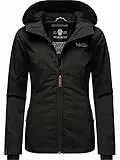 MARIKOO leicht gefütterte Damen Übergangsjacke kurz Outdoor-Jacke mit Jersey-Innenfutter und großer Kapuze Brombeere Black Gr. XL