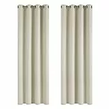 Deconovo Vorhang Verdunkelung Verdunkelungsvorhang Ösen Gardinen Thermo gegen Kälte Wohnzimmer, 245x140 cm(HöhexBreite), Creme, 2er Set