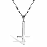 JewelryWe Schmuck Herren Damen Halskette, Edelstahl Umgekehrt Upside Down Kreuz Anhänger mit 55cm Kette, Silber