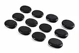 Windfulogo 12 Stk. Professionelle kleine Massage Heiß Massagesteine Hot Stone Set Natürliche Lava beheizte Steine Basaltwärmer Rock für Spa, Massagetherapie 1,18 x 1,57 x 0,31 Zoll Schwarz