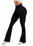 Navneet Damen Schlaghose Yoga Hose Lang Wide Leg Freizeithose Flared Leggings High Waist Jazzpants Tanz 70er Yoga Pants Schwarz L