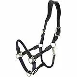 Covalliero - Halfter Cordano Deluxe FS26 – Robustes Halfter für Pferde – optimale Passform – Pferdehalfter mit Karabinerhaken & Leder-Genickriemen – Dunkelblau (Dark Navy) – Warmblut