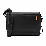 DAVIDOFF ESSENTIALS Herren Umhängetasche Schwarz – hochwertige Schultertasche aus feinem Leder – moderne Messenger Bag mit Magnetverschluss