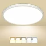 Peasur Deckenlampe LED Deckenleuchte Flach,5Farben-3000/3500/4000/5000/6500K,IP54 Wasserfest Badezimmer Lampe Decke,24W Modern Rund Lampe für bad flur schlafzimmer keller Wohnzimmer Büro,30 * 1.6cm