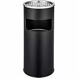tectake® 30L Standaschenbecher für draußen, Stehaschenbecher, Aschenbecher für draussen mit Mülleimer inkl. Inneneimer, Ø 25 x 61 cm, Aschenbecher outdoor, Ashtray - schwarz