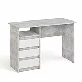 KOMTO Schreibtisch mit Schubladen - Bürotisch Computertisch Klein Arbeitstisch Büro PC-Tisch Kinderschreibtisch mit Stauraum | Moderner Schreibtisch Beton | Oslo 110 x 50 x 74 cm