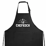 Kochschürze mit 2 Taschen verstellbar Schürze ​Grillschürze Geschenk für Herren Damen Ehemann Weihnachten Küche Garten Salon Küchenschürze Vatertag Geburtstagsgeschenk Kittelschürze (Chefkoch)
