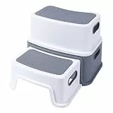 GarveeMore Tritthocker Kinder 2 Stufen, Zweistufiger Robuster Hocker Stabil & Leicht, Tritthocker für Badezimmer, Waschbecken und Toilette, Anti-Rutsch für Kleinkinder Trittschemel