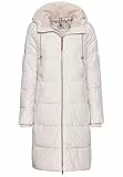 camel active Damen Langer Puffermantel mit gefütterter Kapuze Perlweiß, womenswear-34